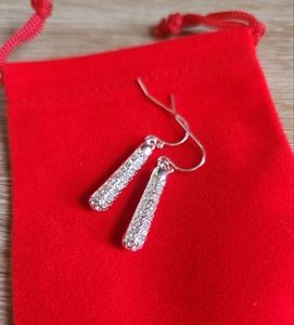 Sterling silver and cubic zircon bar earings